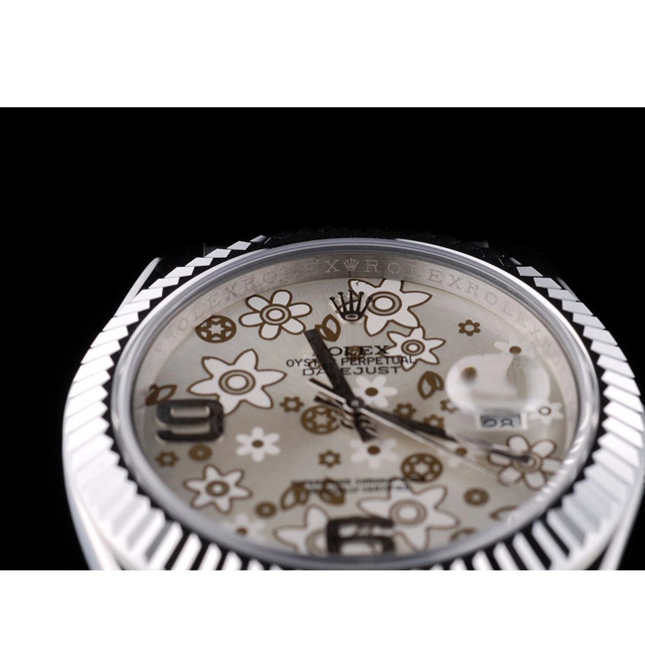 Good Copy Rolex Watches Flower DateJust 41983 Stainless Dial Steel Bezel Ribbed Rolex Silver 0817